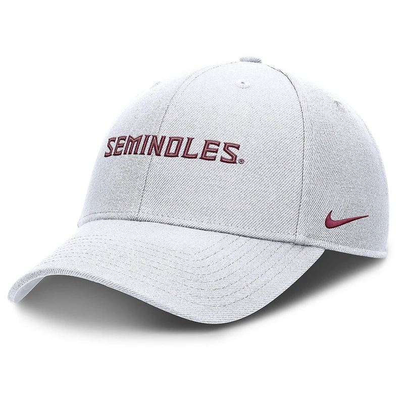 Casquette ajustable Nike blanche Florida State Seminoles 2025 On-Field Rise Performance pour homme