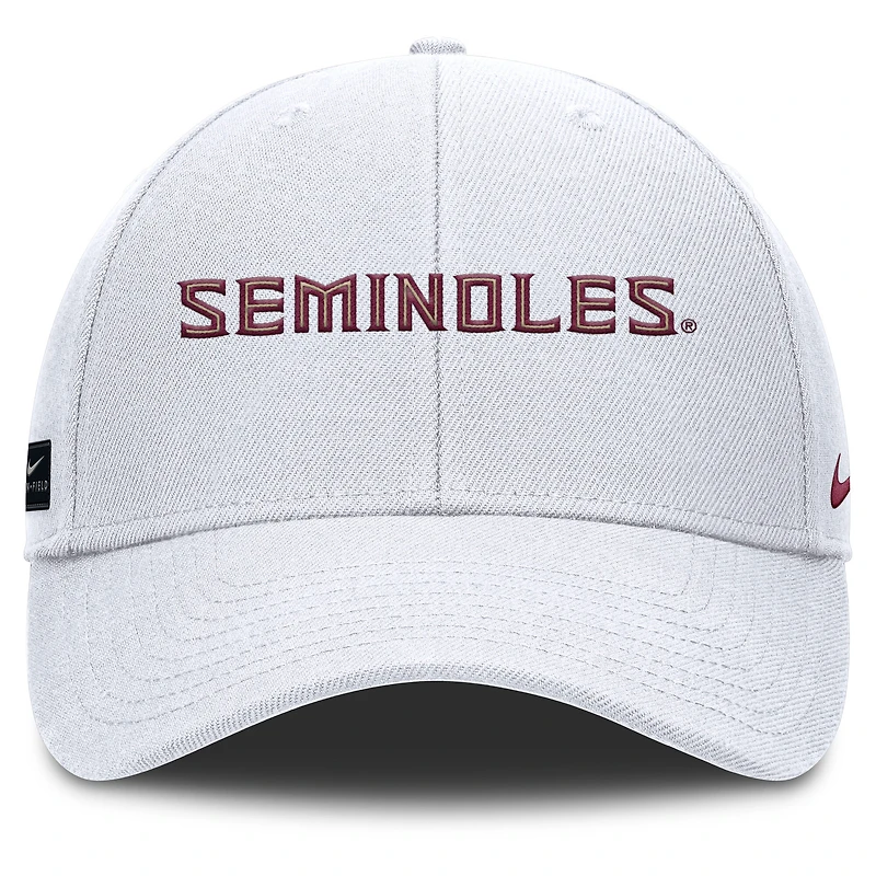 Men's Nike White Florida State Seminoles 2025 On-Field Rise Performance Adjustable Hat