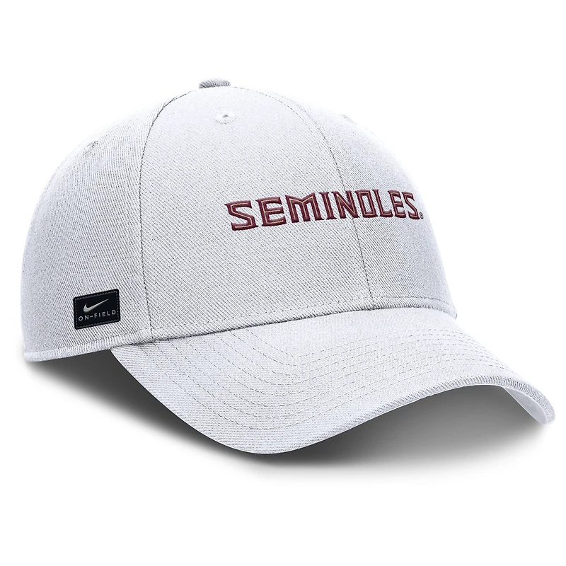 Men's Nike White Florida State Seminoles 2025 On-Field Rise Performance Adjustable Hat