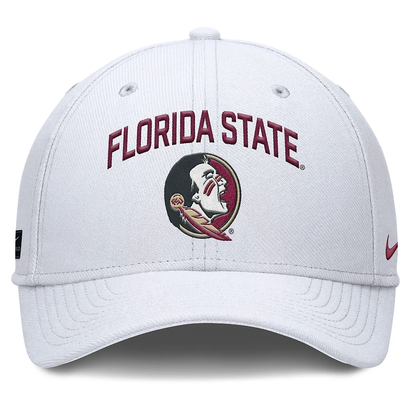 Men's Nike White Florida State Seminoles 2025 On-Field Rise Performance Flex Hat