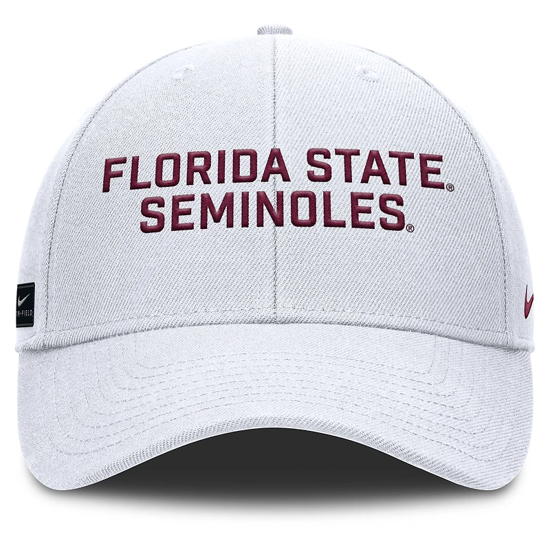 Men's Nike White Florida State Seminoles 2025 Sideline Rise Practice Adjustable Hat