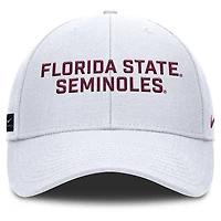 Men's Nike White Florida State Seminoles 2025 Sideline Rise Practice Adjustable Hat