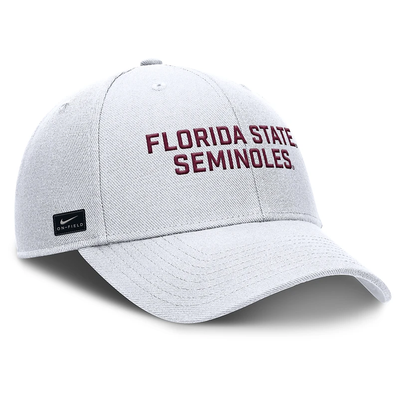 Casquette ajustable Nike blanche Florida State Seminoles 2025 Sideline Rise pour homme