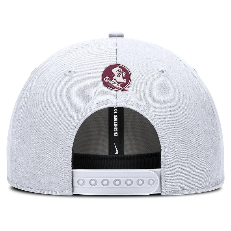 Men's Nike White Florida State Seminoles 2025 Sideline Rise Practice Adjustable Hat