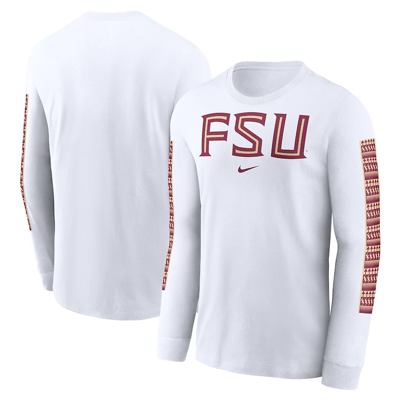 Men's Nike White Florida State Seminoles Local Spirit Slogan Long Sleeve T-Shirt
