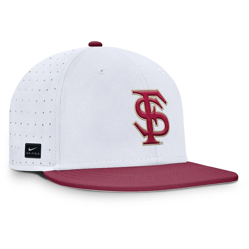 Casquette ajustée True Performance On-Field Dugout des Seminoles de l'État Floride pour homme Nike blanche