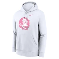 Men's Nike White Florida State Seminoles Pink Logo Club Fleece Hoodie