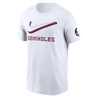 T-shirt Nike blanc pour homme Florida State Seminoles Primetime 2-Hit Swoosh