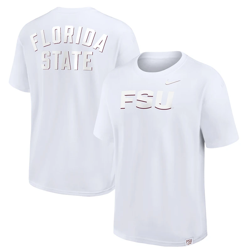 T-shirt Nike blanc pour homme Florida State Seminoles Statement 2-Hit Max90