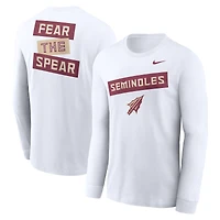 T-shirt à manches longues Nike Florida State Seminoles Two-Hit Classic Location pour homme, blanc