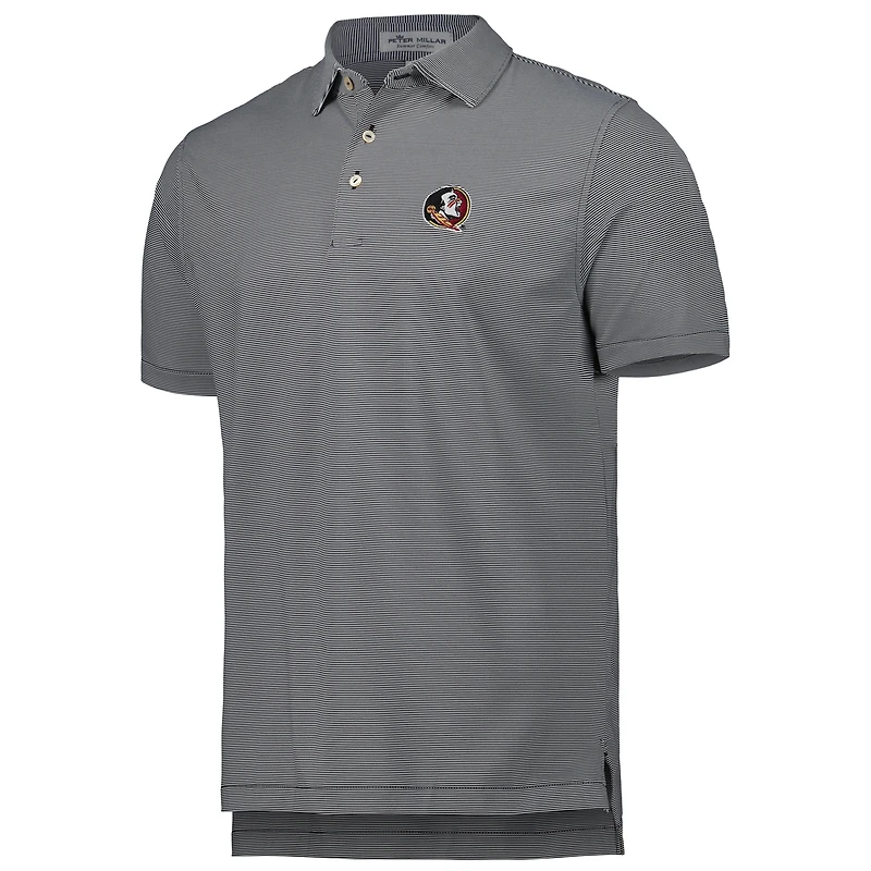 Men's Peter Millar Gray Florida State Seminoles Jubilee Striped Performance Jersey Polo