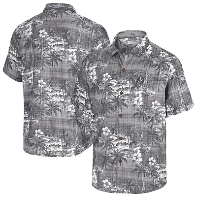 Men's Tommy Bahama Black Florida State Seminoles Coconut Point Palmetta IslandZone Camp Button-Up Shirt