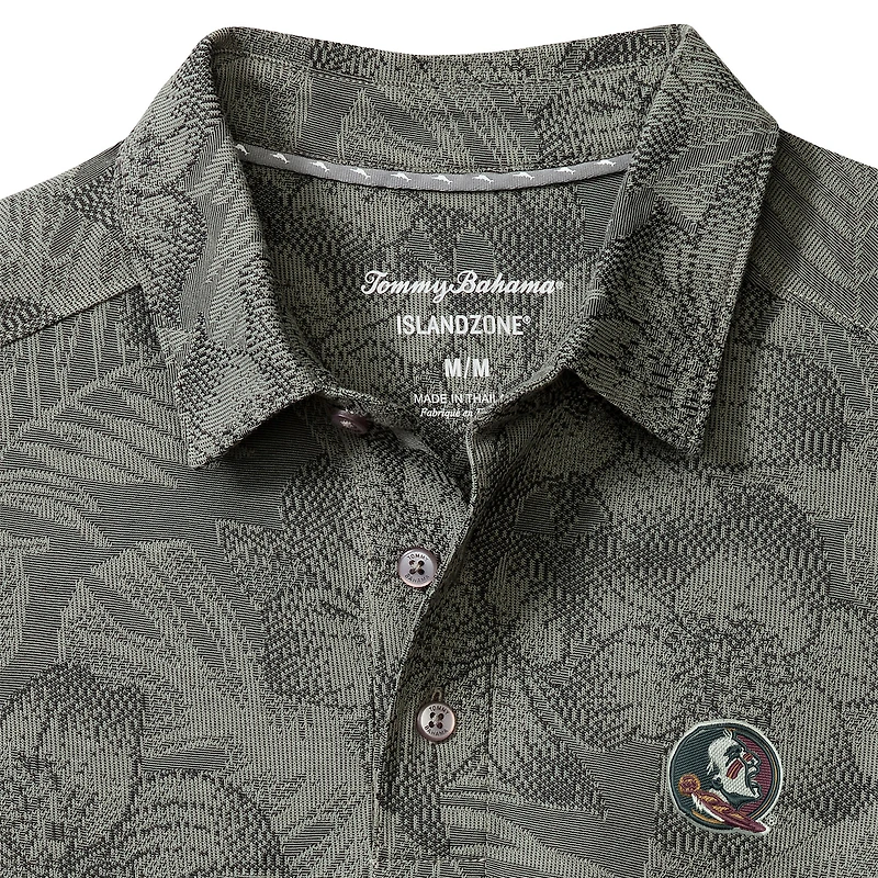 Men's Tommy Bahama Gray Florida State Seminoles Palm Fresco Hibiscus IslandZone® Polo