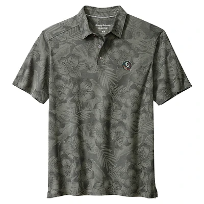 Men's Tommy Bahama Gray Florida State Seminoles Palm Fresco Hibiscus IslandZone® Polo