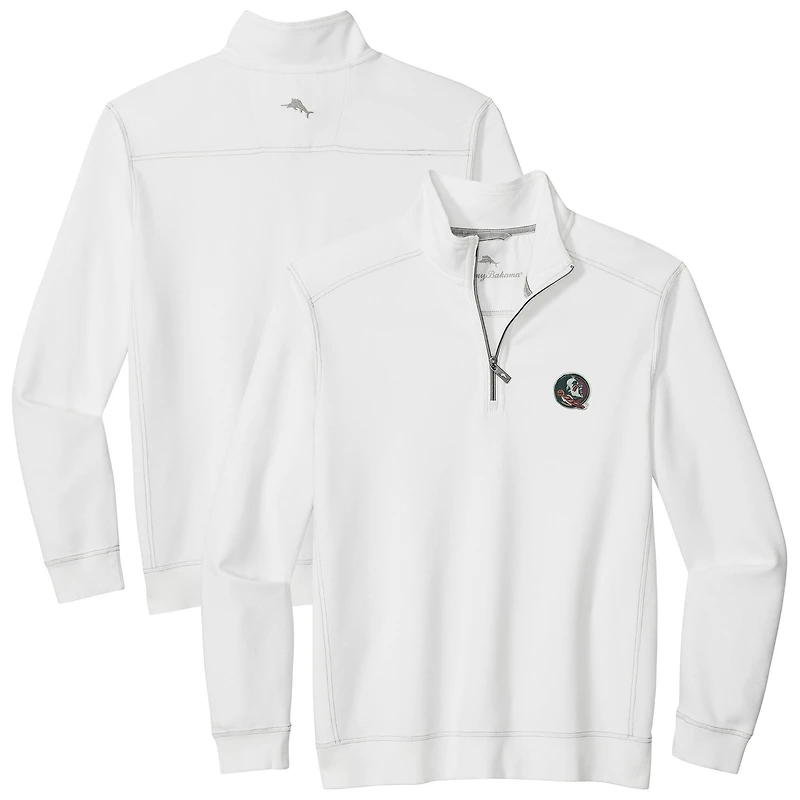 Veste demi-zip Tommy Bahama blanche pour homme des Florida State Seminoles de Montego Bay