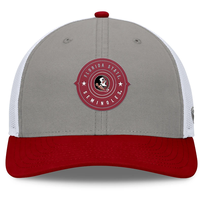 Casquette réglable Top of the World pour hommes, gris/grenat, Florida State Seminoles Rob Trucker