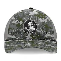 Men's Top of the World Gray Florida State Seminoles OHT Military Appreciation Pledge Trucker Camo Adjustable Hat