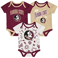 Newborn & Infant Outerstuff Florida State Seminoles Three-Pack All Day Play Bodysuit Set