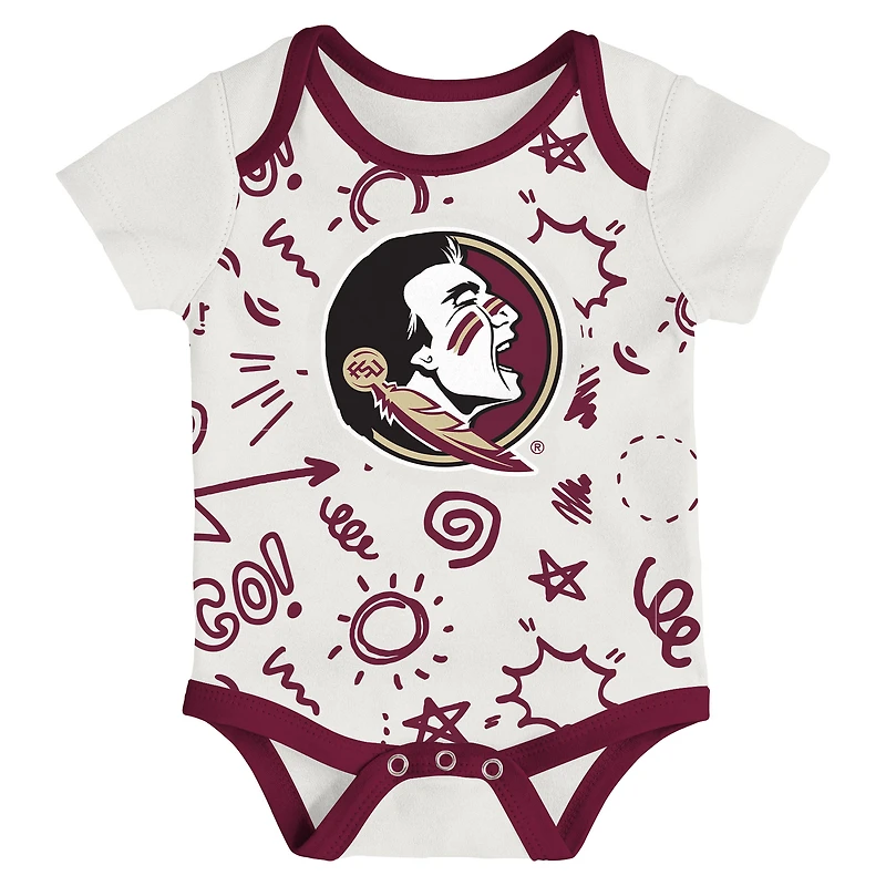 Newborn & Infant Outerstuff Florida State Seminoles Three-Pack All Day Play Bodysuit Set