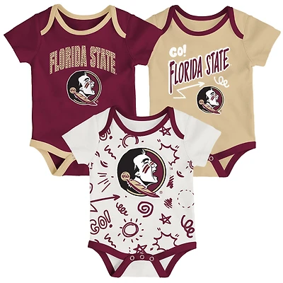 Newborn & Infant Outerstuff Florida State Seminoles Three-Pack All Day Play Bodysuit Set
