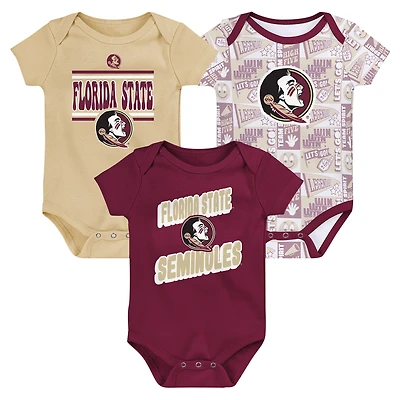 Newborn Garnet Florida State Seminoles Sunday Comics 3-Pack Bodysuit Set