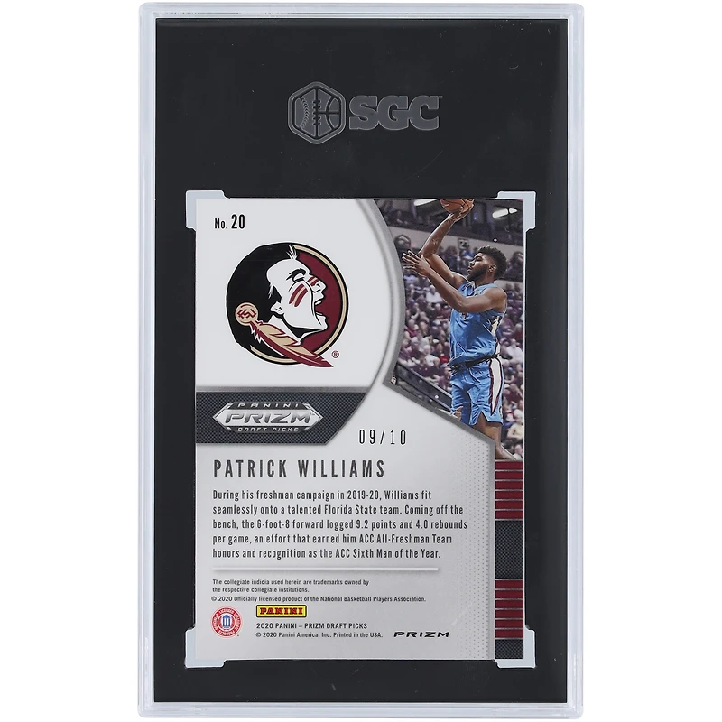 Patrick Williams Florida State Seminoles 2020-21 Panini Prizm DP Gold Prizm #20 #9/10 SGC Authenticated 9.5 Rookie Card