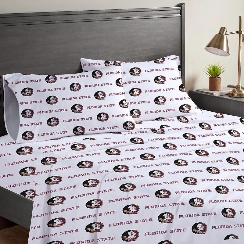 Ensemble de draps complets quatre pièces Pegasus Florida State Seminoles