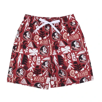 Preschool Wes & Willy  Garnet Florida State Seminoles Allover Print Tribal Swim Shorts