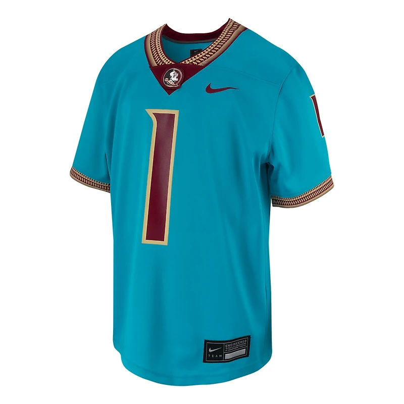 Maillot de jeu réplique intouchable Nike n° 1 turquoise des Florida State Seminoles pour tout-petit