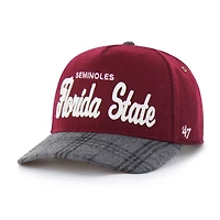 Unisex '47 Garnet Florida State Seminoles Windowpane Plaid Collection Hitch Adjustable Hat