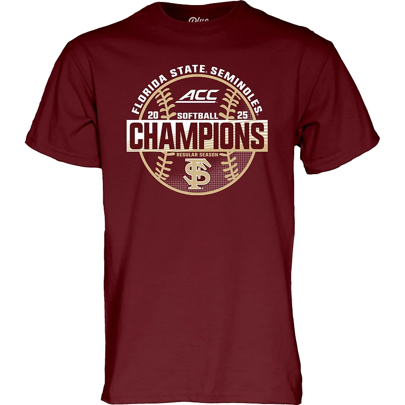T-shirt unisexe bleu 84 grenat des Florida State Seminoles, champions de la saison régulière softball ACC 2025