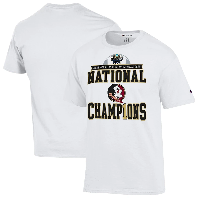 Unisex Champion  White Florida State Seminoles 2025 NCAA Women's Soccer National Champions Locker Room T-Shirt