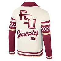 Pull jacquard boutonné unisexe Colosseum Cream Florida State Seminoles Wild Collective