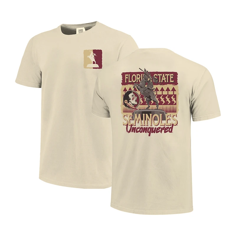 Unisex Image One  Natural Florida State Seminoles Hyper Local Statue T-Shirt