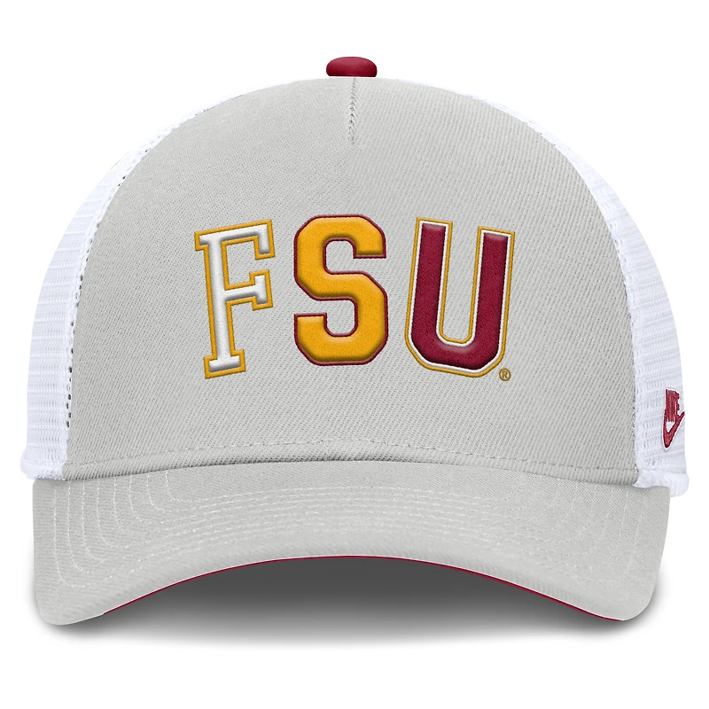 Casquette trucker unisexe Nike grise Florida State Seminoles 2026 Basketball Refresh 5 panneaux