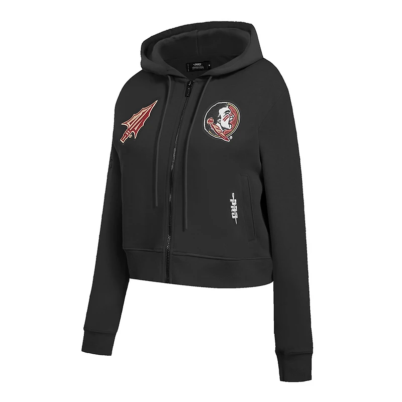 Women's Pro Standard Black Florida State Seminoles Game Day Sequin Full-Zip Hooded Jacket