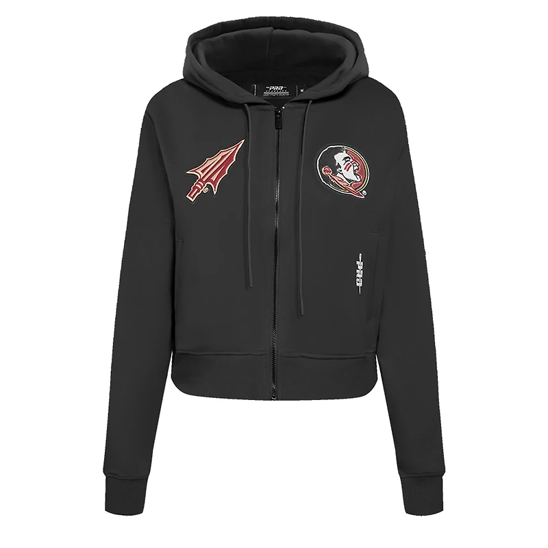 Women's Pro Standard Black Florida State Seminoles Game Day Sequin Full-Zip Hooded Jacket
