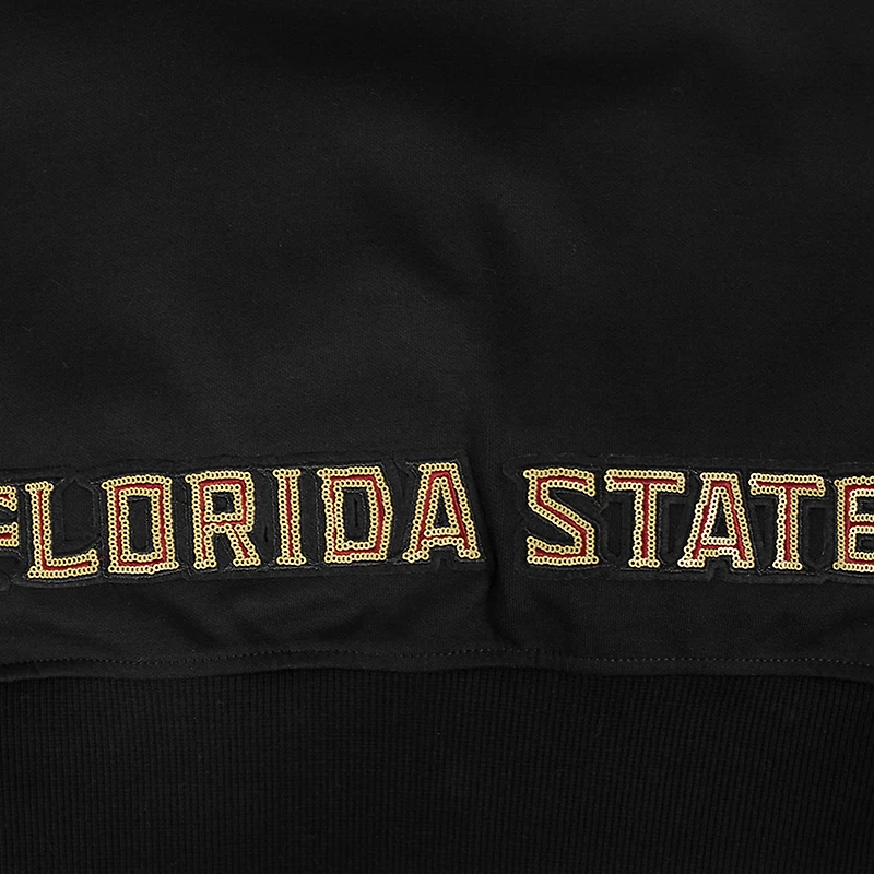 Women's Pro Standard Black Florida State Seminoles Game Day Sequin Full-Zip Hooded Jacket