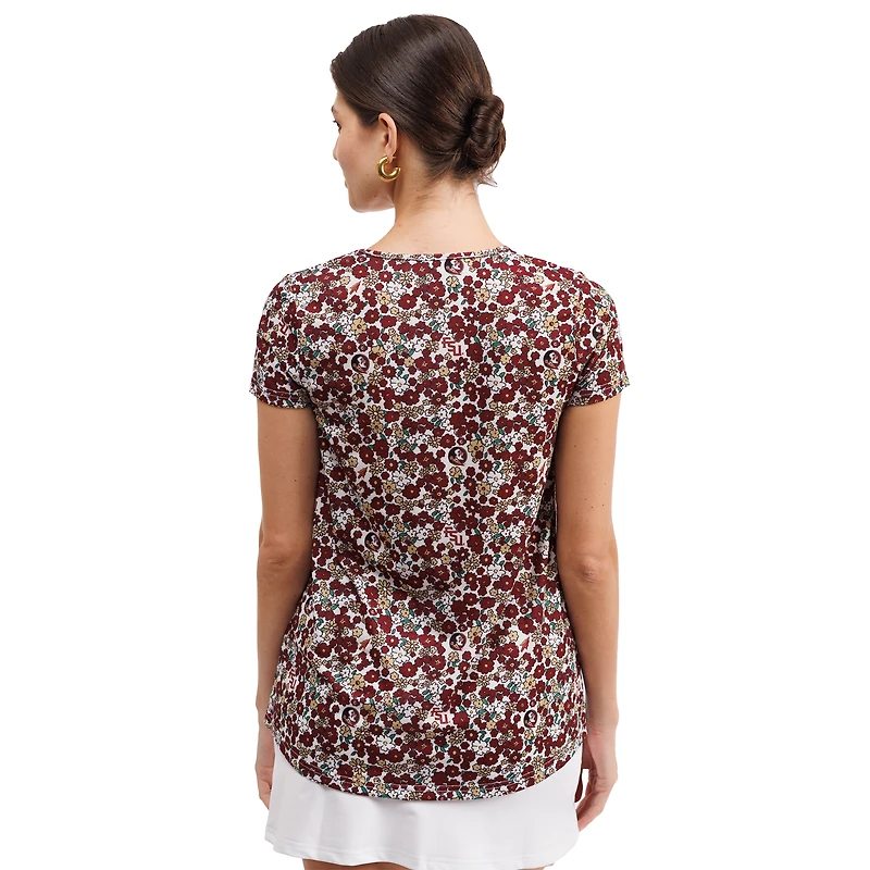Haut à col en V fleuri Blake pour femme Smith & Quinn Garnet Florida State Seminoles