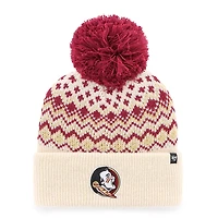 Women's '47 Cream Florida State Seminoles Elsa Cuffed Knit Hat with Pom