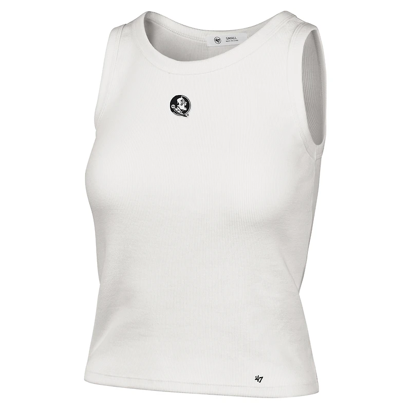 Women's '47  Cream Florida State Seminoles Micro Logo Ribbed Cropped Tank Top