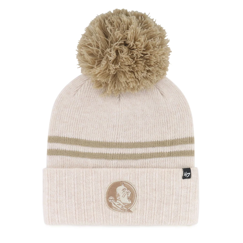 Women's '47  Natural Florida State Seminoles Core & Inline Latte Cuffed Knit Hat with Pom