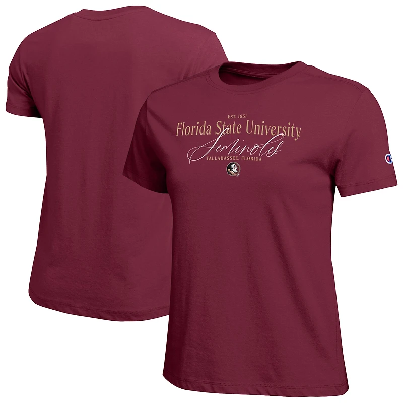 T-shirt de style vie Champion Grenat Florida State Seminoles pour femmes