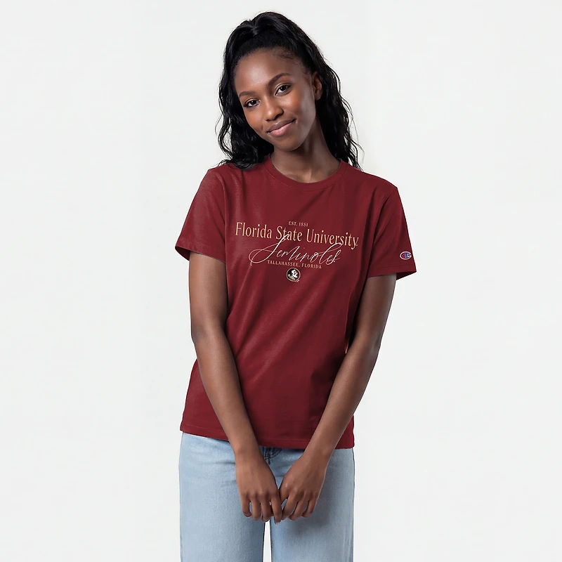 T-shirt de style vie Champion Grenat Florida State Seminoles pour femmes