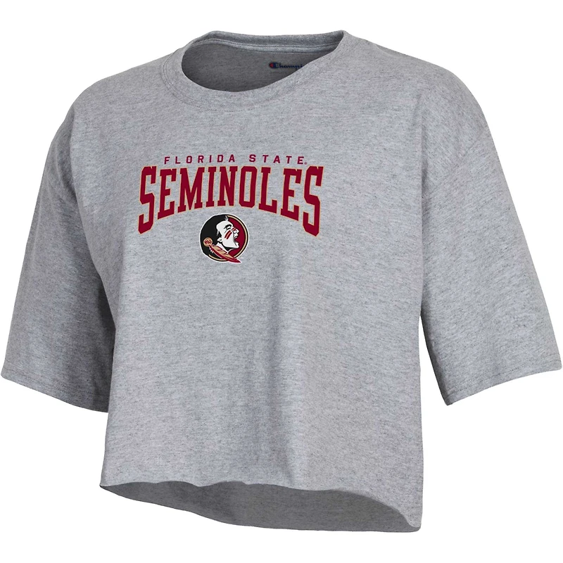 T-shirt court pour femme Champion Heather Grey Florida State Seminoles Boyfriend