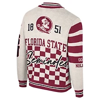 Pull zippé en jacquard crème Colosseum pour femme des Florida State Seminoles