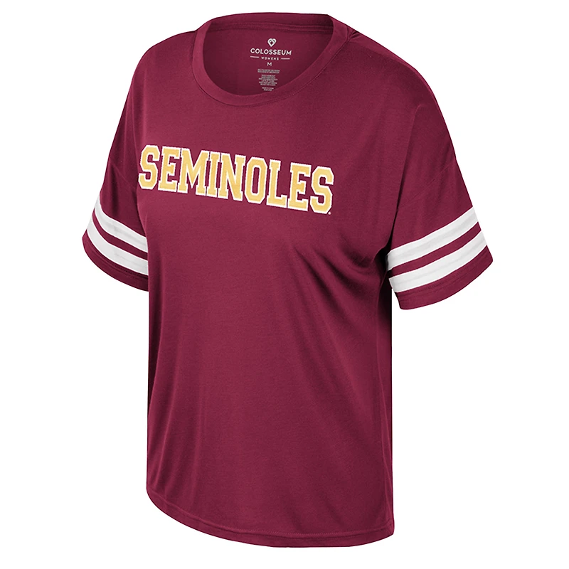 T-shirt surdimensionné à sequins pour femme Colosseum Garnet Florida State Seminoles Treasure
