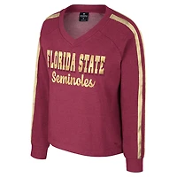 T-shirt à manches longues et col en V pour femme Colosseum Garnet Florida State Seminoles Treasures