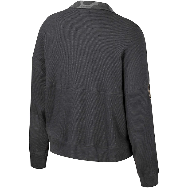 Women's Colosseum  Heather Charcoal Florida State Seminoles OHT Military Appreciation Payback Henley Thermal Sweatshirt