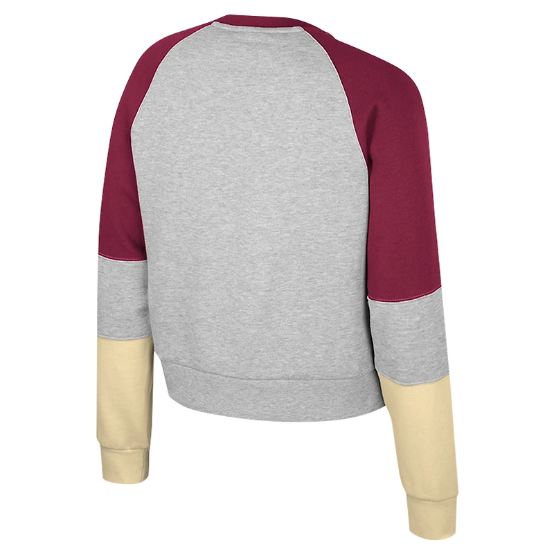 Sweat-shirt à col rond et strass Katinka pour femme Colosseum Heather Grey Florida State Seminoles